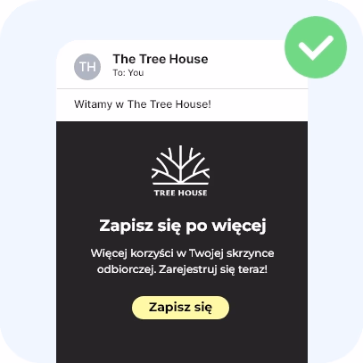 E-mail z jednym wyróżnionym przyciskiem zapisu
