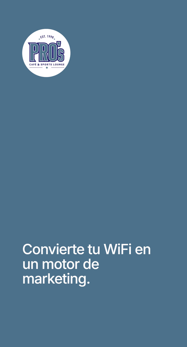 Slide final en fondo turquesa con el logo de Pro's Cafe y el mensaje 'Convierte su WiFi en un motor de marketing'