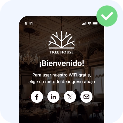 Página de acceso al WiFi con la foto de fondo oscurecida para que el texto se lea bien